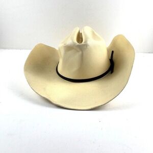 Serratelli Straw Cowboy Hat Mens 7 1/4 Ivory Cattleman Crease Western